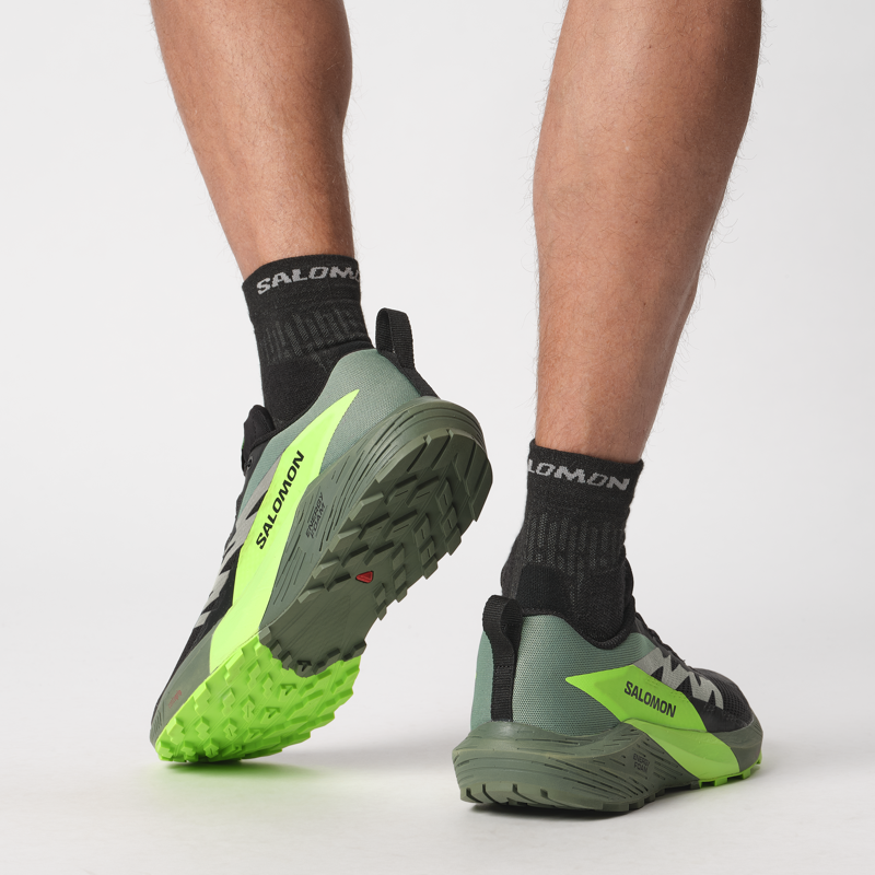 Salomon Mens Sense Ride 5 Black/Laurel Wreath/Green Gecko-4